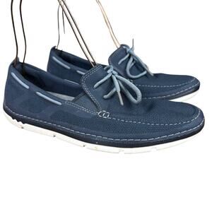 Clarks Step Maro Wave Boat Shoes Cloudsteppers Blue Comfort Mens Loafers sz 8.5
